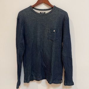 Mens Navy Long-Sleeve Pocket Tee